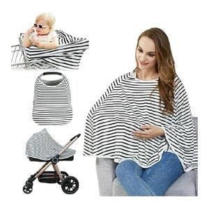 Kefee Kol Nursing Poncho‎ Cover Up Black White Stripes